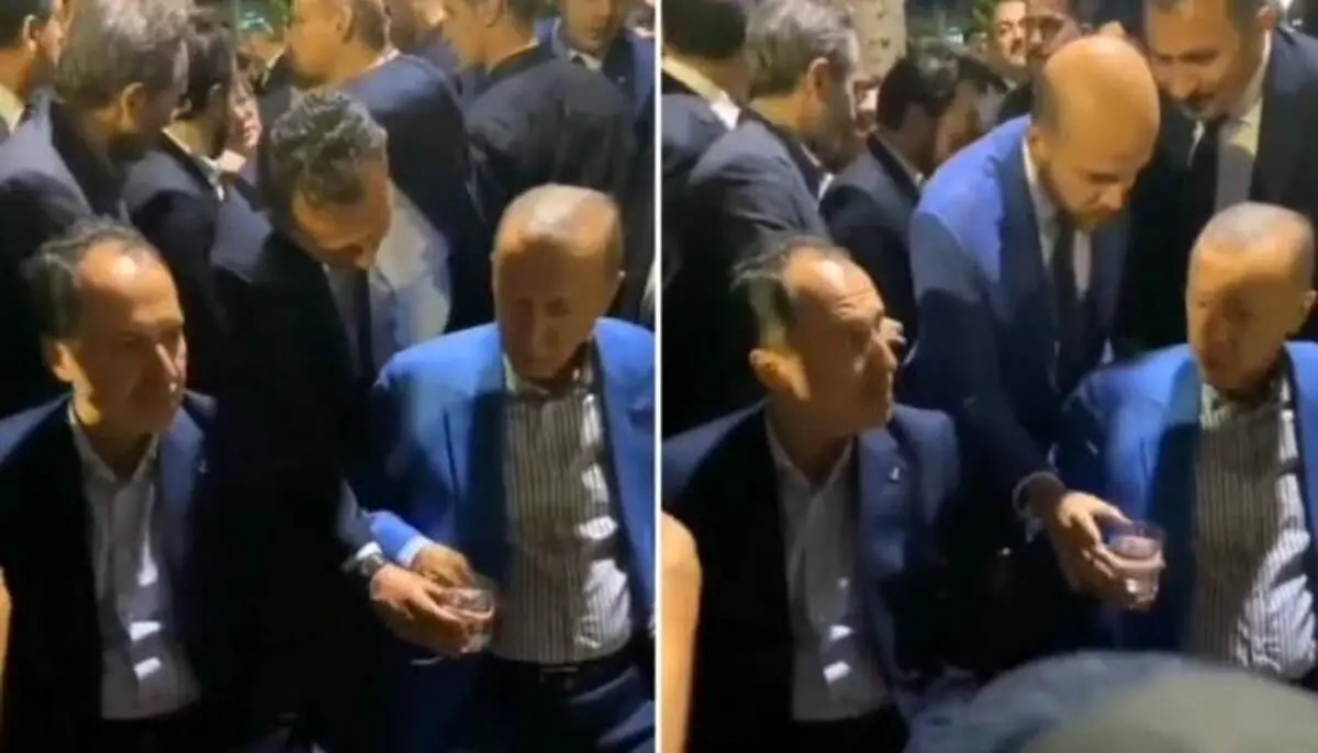 (ویدئو) «آب خوردن» اردوغان جنجالی شد