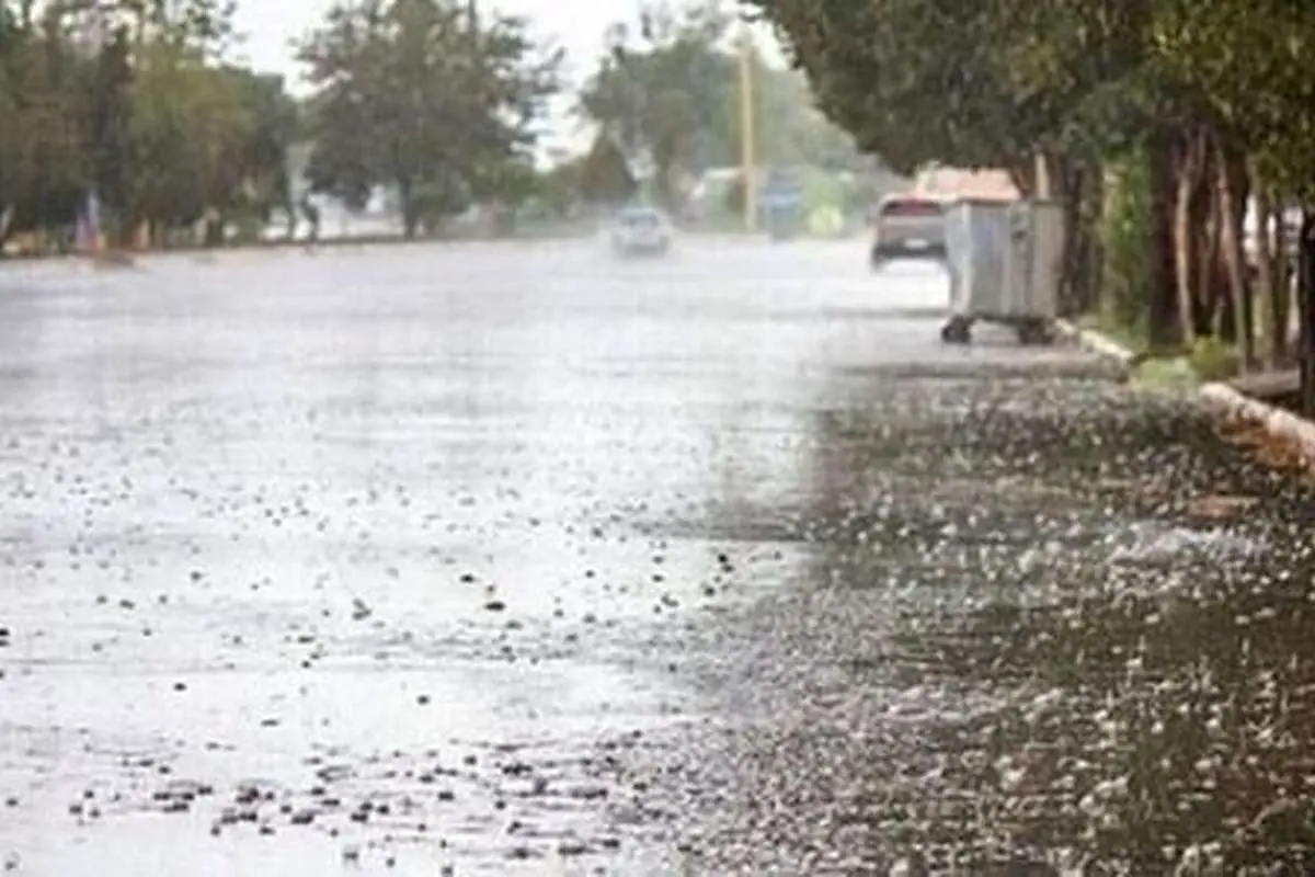 (ویدئو) بارش باران و تگرگهای سیل آسا در بوکان