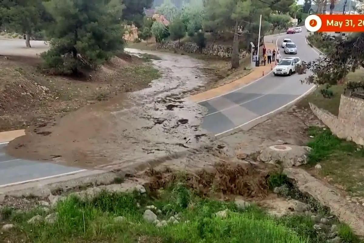 (ویدئو) سیل جادهای در اسپانیا را زیر آب برد