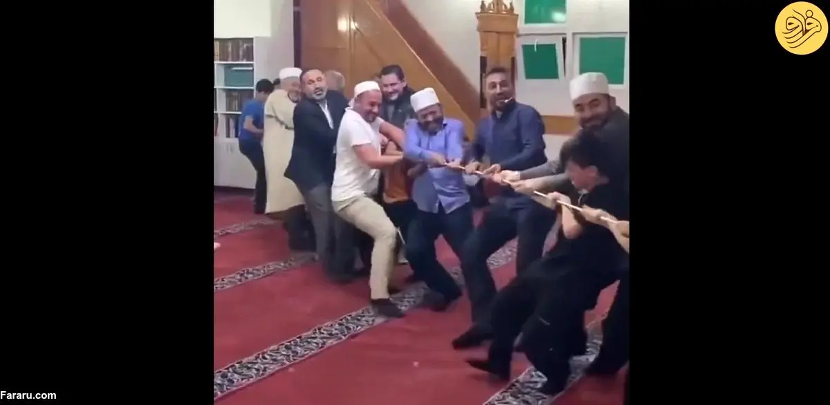 (ویدئو) طناب‌کشی در مسجد!