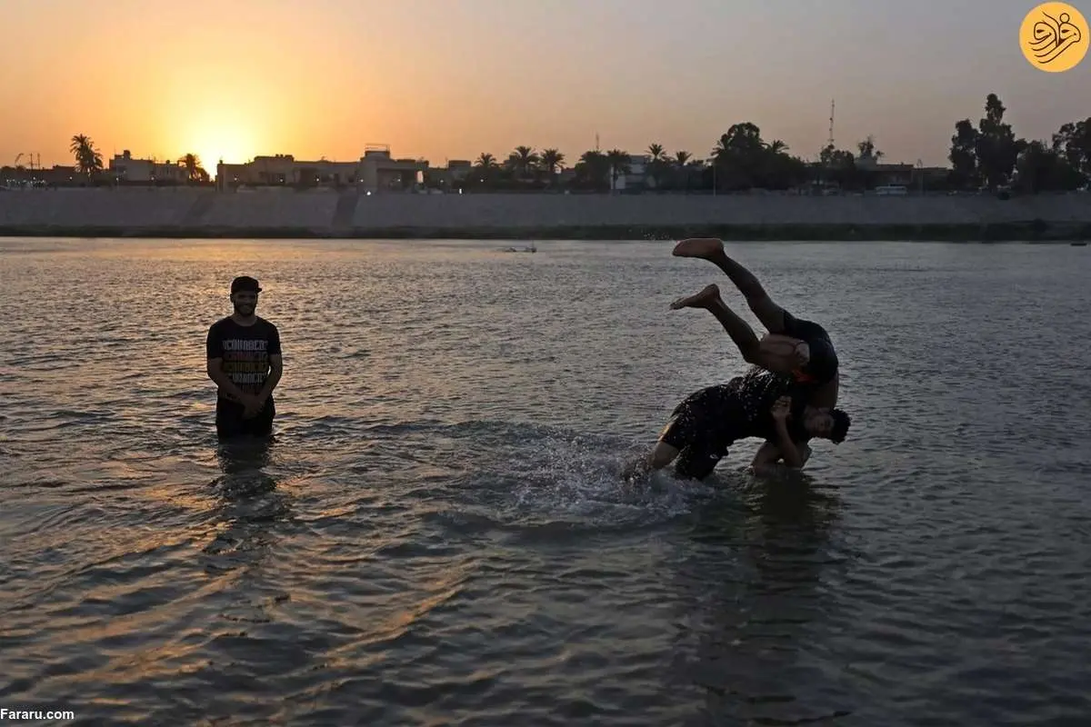 (ویدئو) دجله تنها پناهگاه عراقیها در مقابل گرمای سوزان