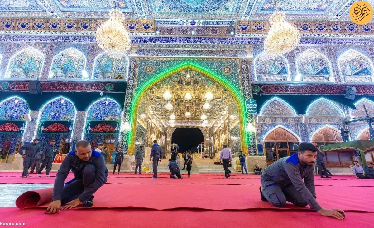 (تصاویر) حرم امام حسین برای زائران فرش قرمز پهن کرد