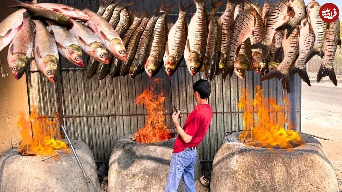 (ویدئو) طبخ ماهی کبابی‌ تنوری به سبک ازبکستان