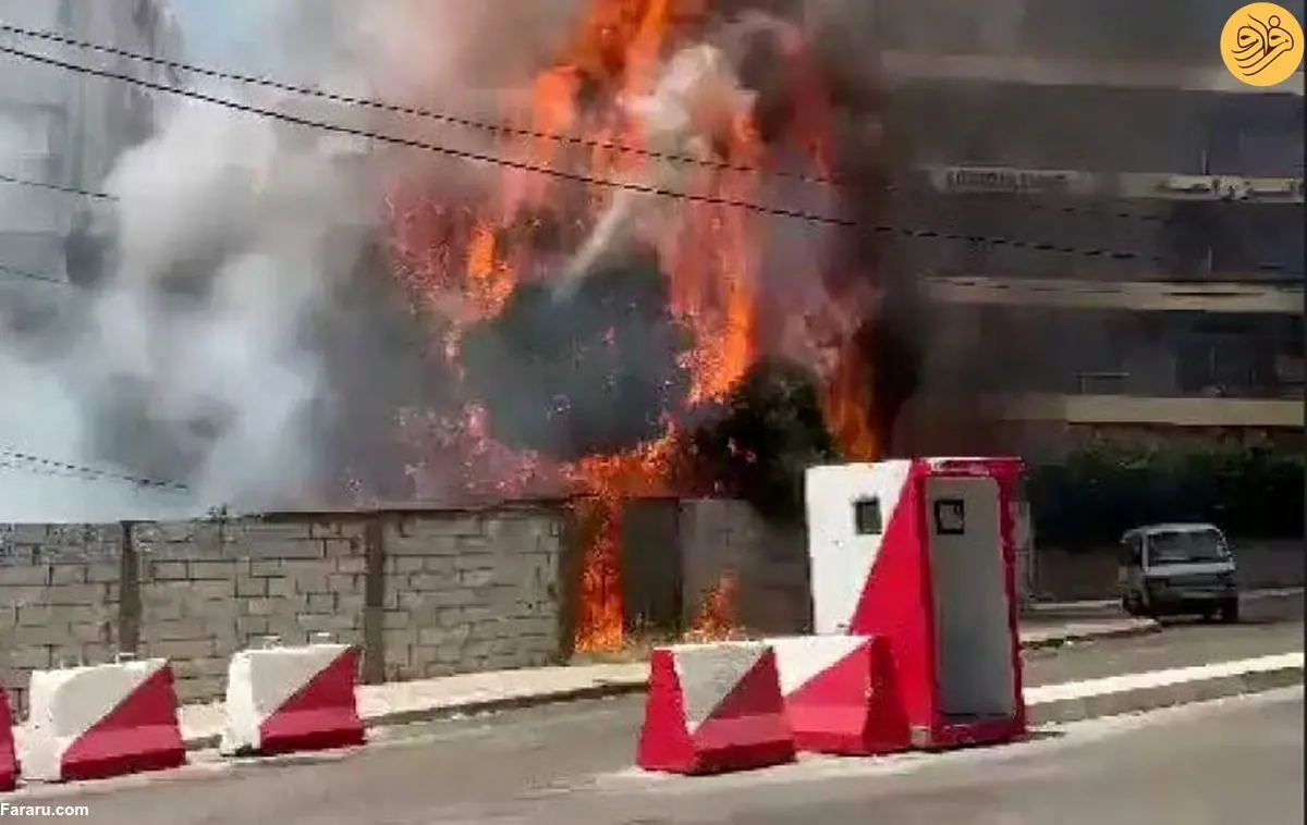(ویدئو) آتش سوزی مهیب در نزدیکی سفارت ایران در لبنان