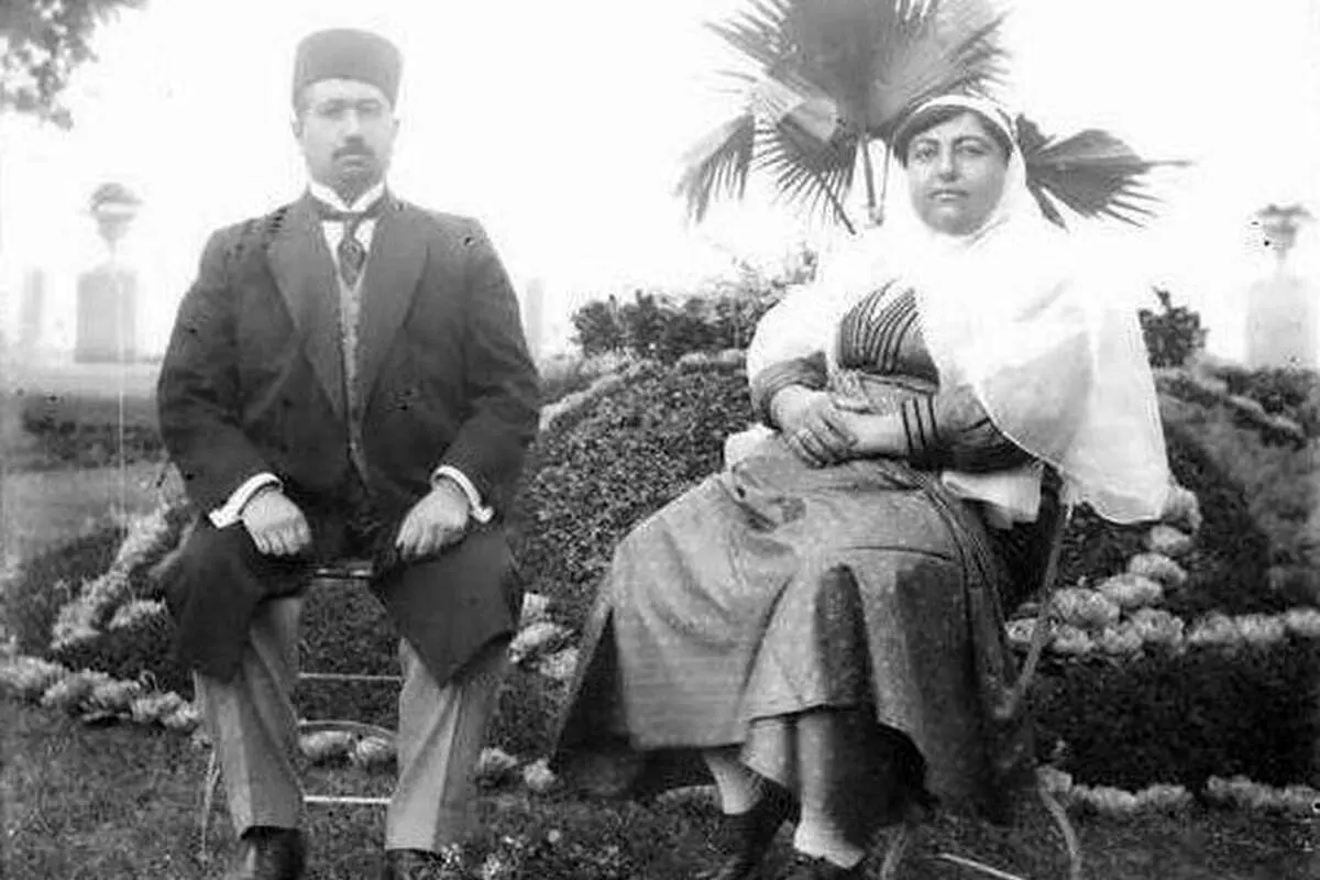 (عکس) محمدعلی شاه و همسرش ملکه جهان در تبعید