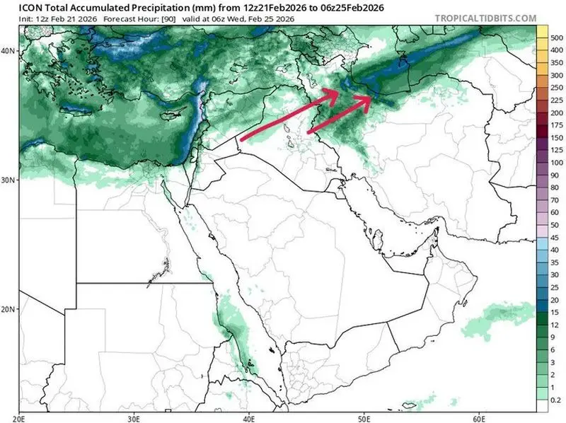 نقشه سامانه بارشی جدید