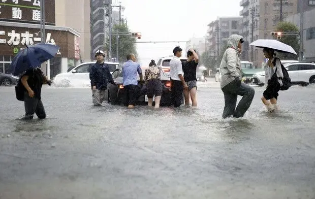 ویدئو؛ بارندگی شدید و سیل در ناگویا ژاپن