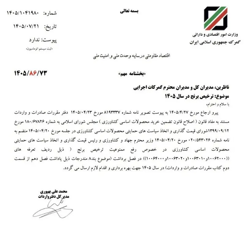 واردات برنج