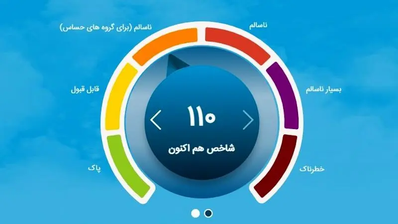 شاخص آلودگی هوای تهران امروز یکشنبه ۱۳ مهر
