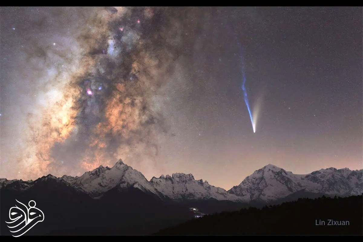 تصویر دیدنی دنباله‌دار لمون در آغوش کهکشان راه شیری