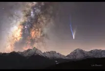 تصویر دیدنی دنباله‌دار لمون در آغوش کهکشان راه شیری