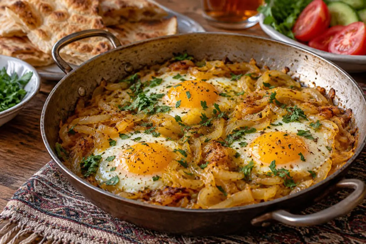 طرز تهیه نیمرو پیاز با پیاز طلایی؛ ساده و خوش‌طعم