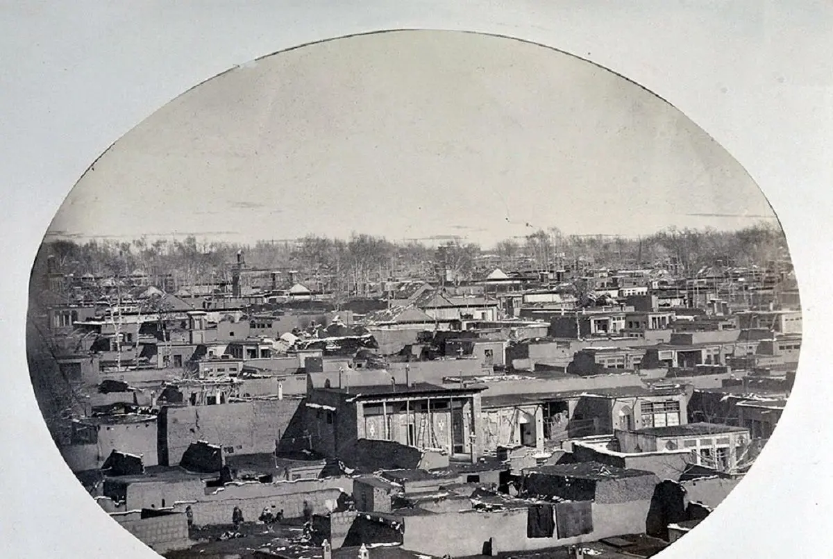 عکس هوایی از تهران در سال ۱۳۰۱ خورشیدی؛ دوران سلطنت احمدشاه 