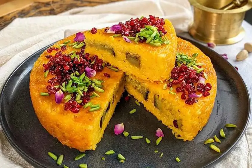 طرز تهیه ته‌چین، بدون تخم مرغ 

