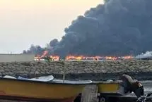 حمله به اسکله صیادی در جاسک/ ۱۰۰ فروند لنج دچار حریق شد