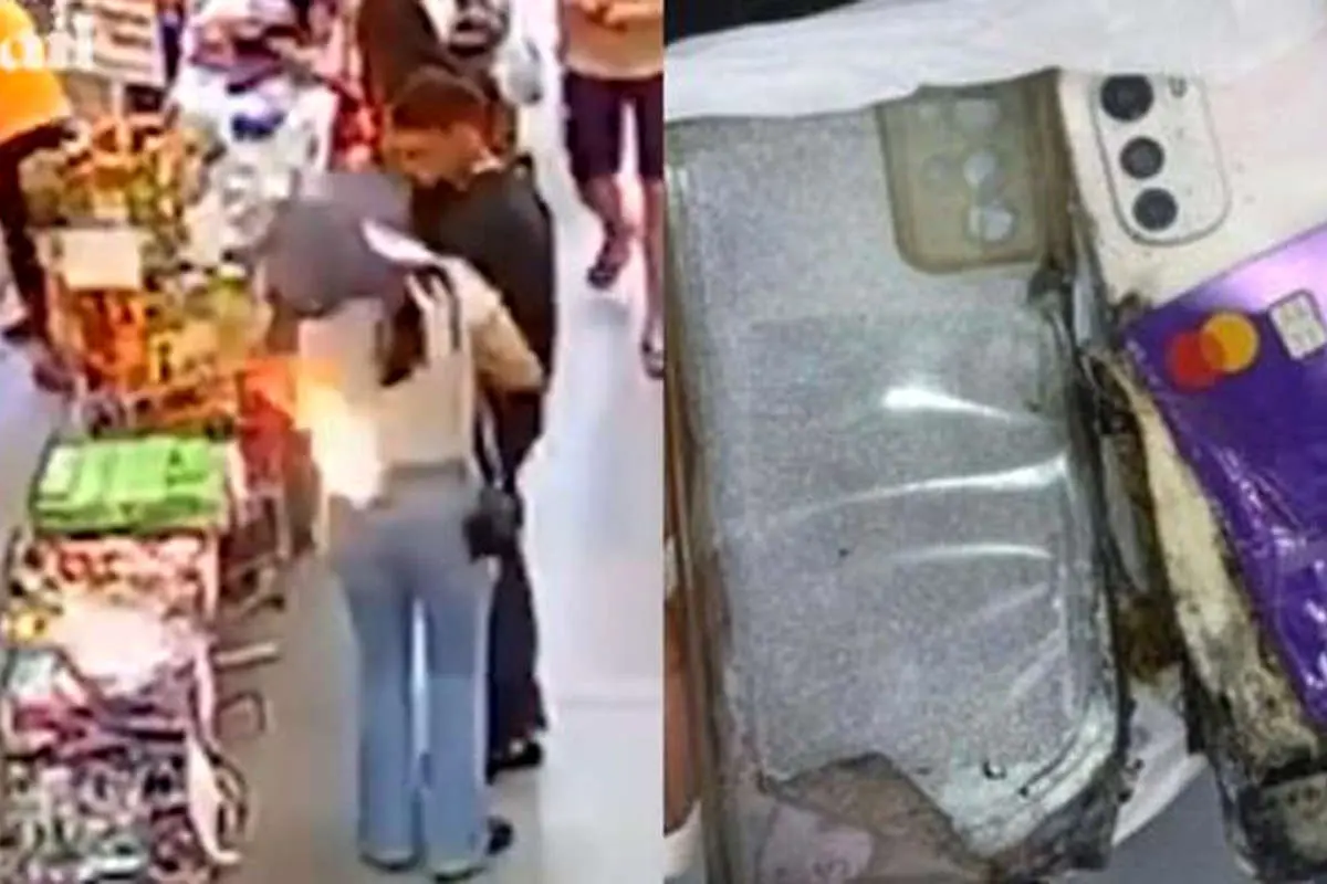 (ویدئو) لحظه منفجر شدن موبایل در جیب زن جوان