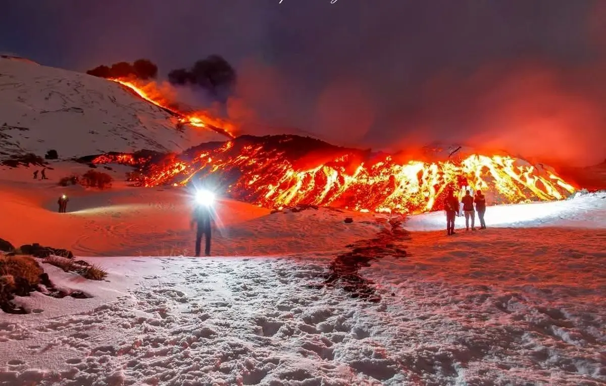 (ویدئو) تجربه شگفت‌انگیز اسکی در تلاقی برف و آتشفشان
