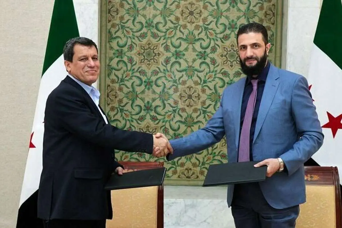 توافق الجولانی و مظلوم عبدی برای ادغام نیروهای نیروهای دموکراتیک سوریه در دولت دمشق