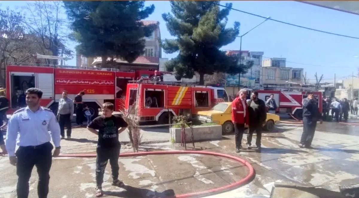 (ویدئو) آتش‌سوزی در پمپ بنزین کرمانشاه