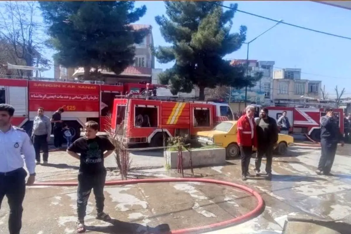 (ویدئو) آتش‌سوزی در پمپ بنزین کرمانشاه