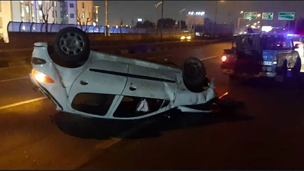 (ویدئو) لحظه تصادف خودرو ۲۰۶ در پی کل‌کل در جاده