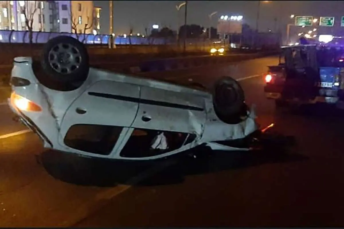 (ویدئو) لحظه تصادف خودرو ۲۰۶ در پی کلکل در جاده