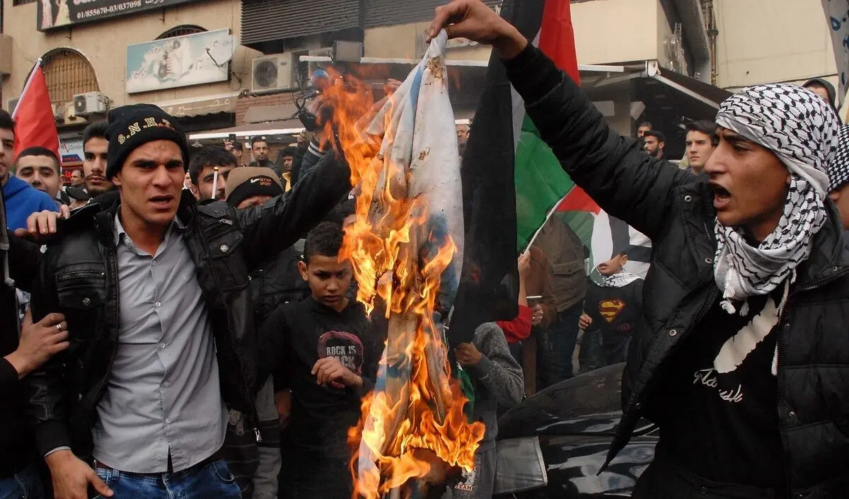 ببینید؛ آتش زدن پرچم اسرائیل در هلند
