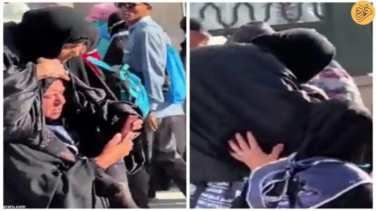 ویدئویی پربازدید از مادر سالخورده روی دوش دخترش در مسجدالنبی
