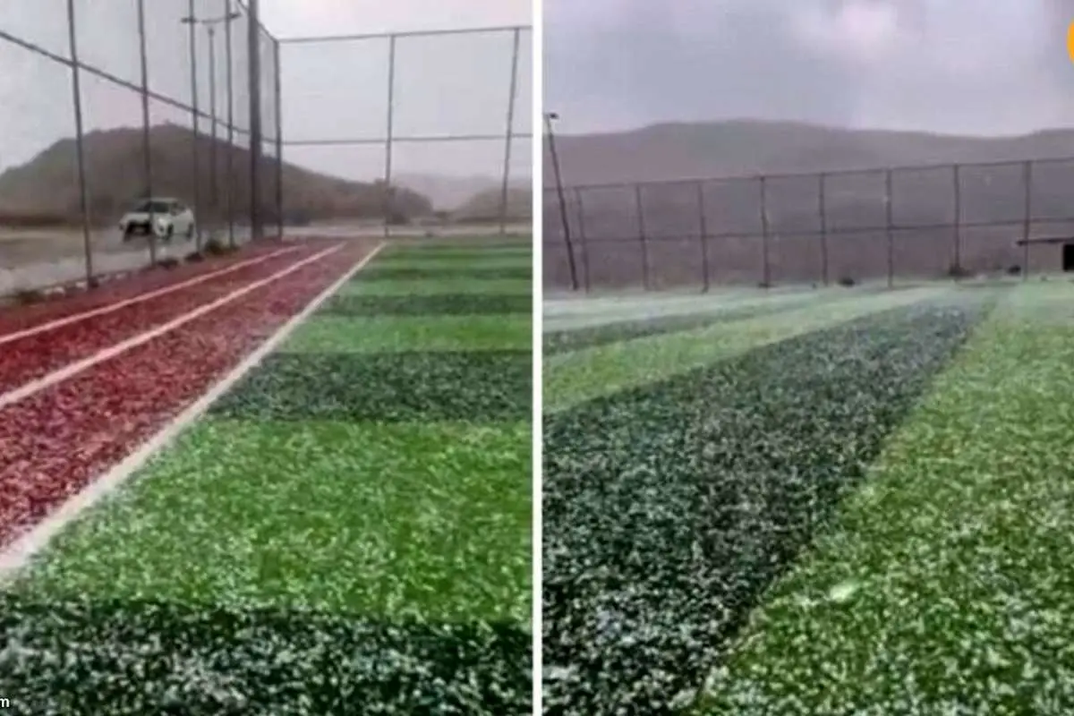 (ویدئو) بارش شدید تگرگ در عربستان