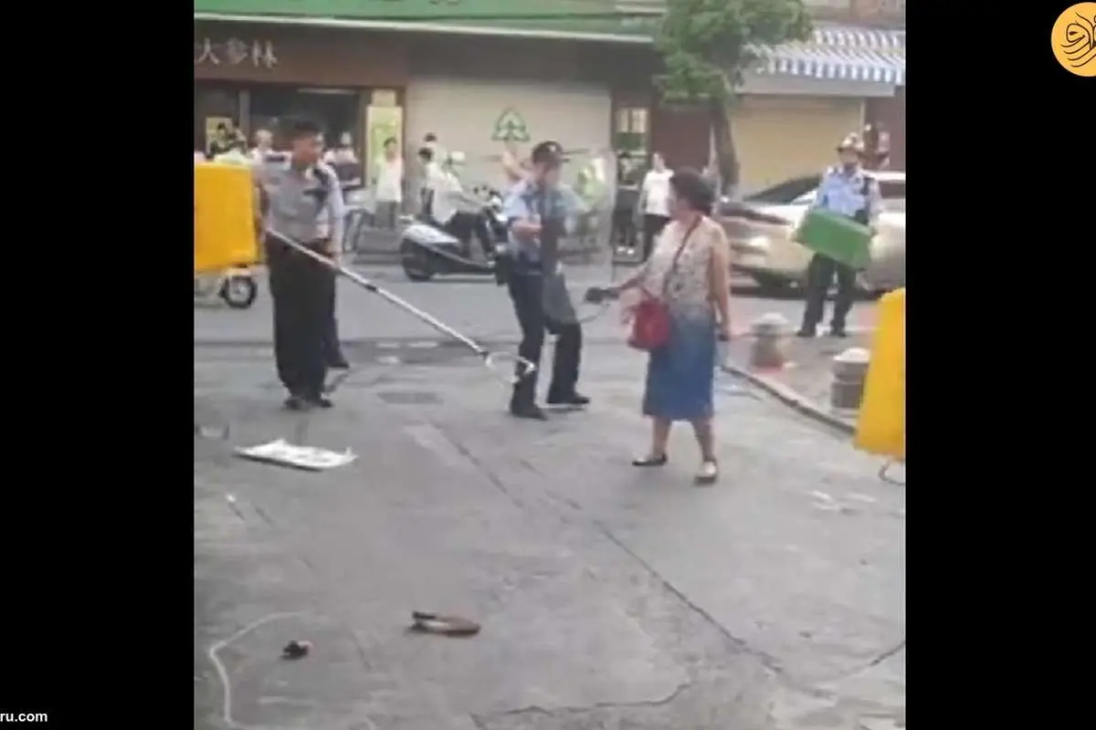 (ویدئو) درگیری پلیس با زن ساطور به دست!