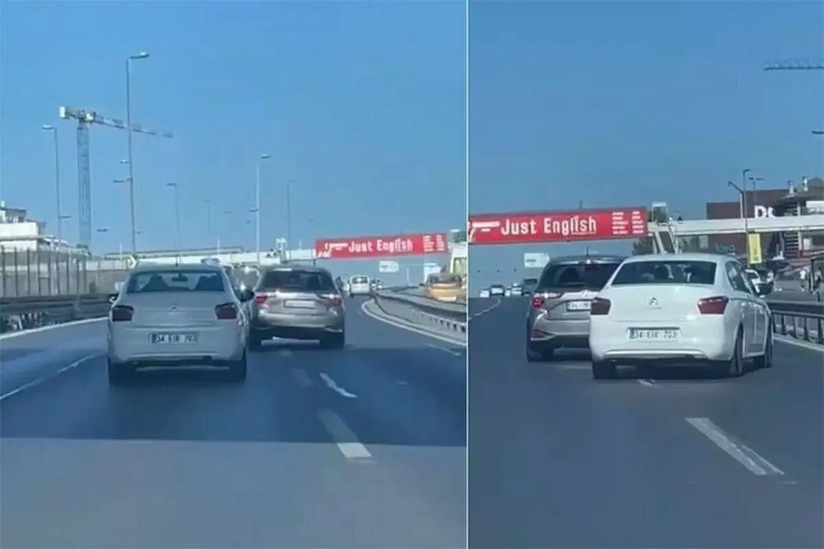 (ویدئو) مزاحمت جنون‌آمیز راننده شاسی بلند برای یک سواری