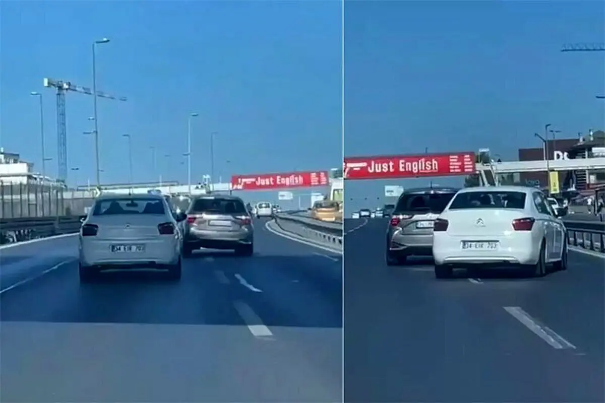 (ویدئو) مزاحمت جنون‌آمیز راننده شاسی بلند برای یک سواری