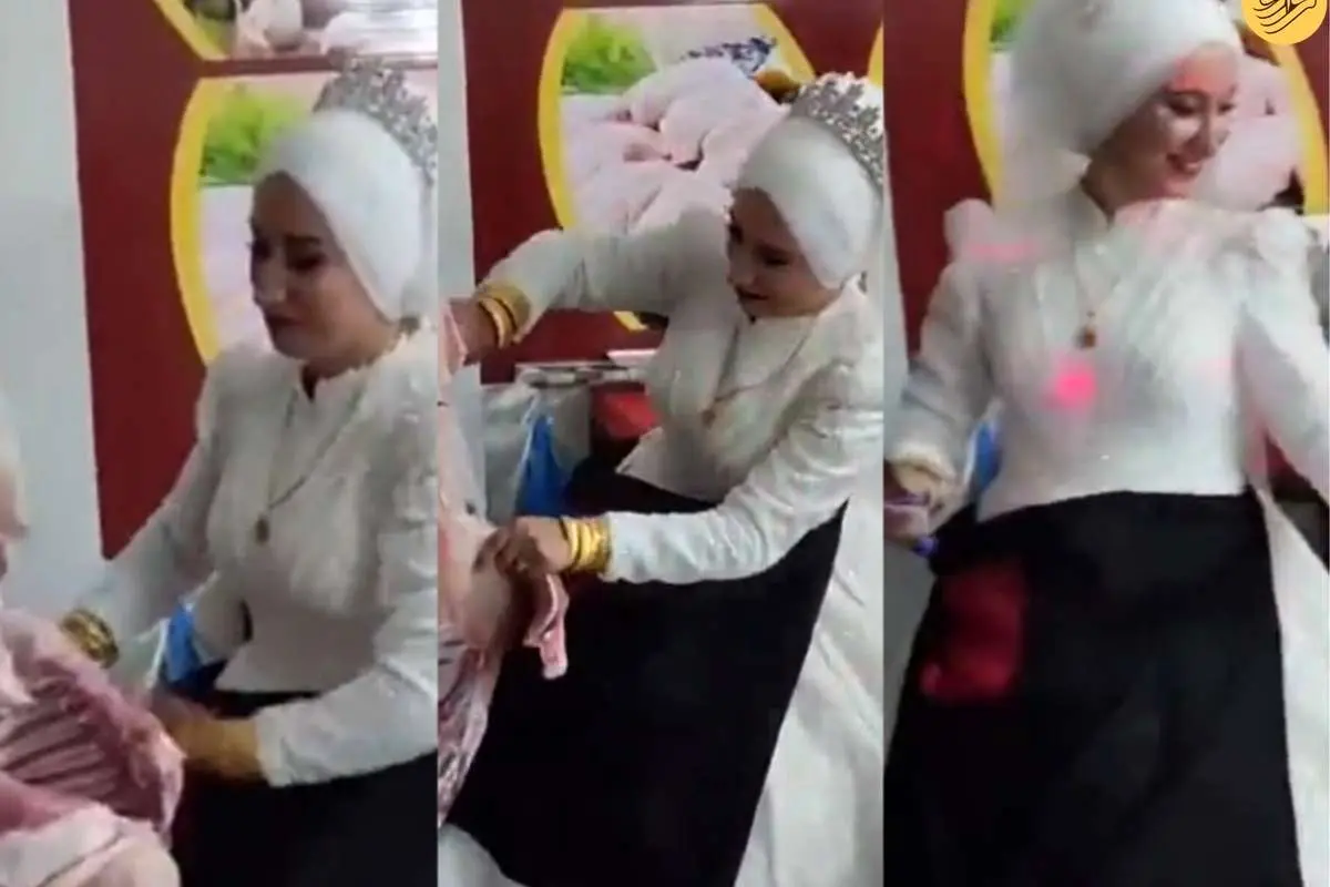 (ویدئو) عروس خانم یک گوسفند سلاخی کرد!