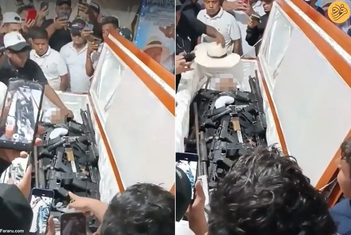 (ویدئو) رهبر کارتل مواد مخدر با تابوت مملو از سلاح به سفر آخرت رفت