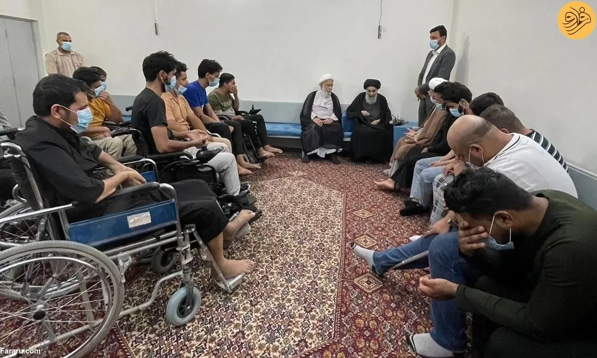 (عکس) دیدار جمعی از جانبازان نبرد با داعش با آیت الله سیستانی