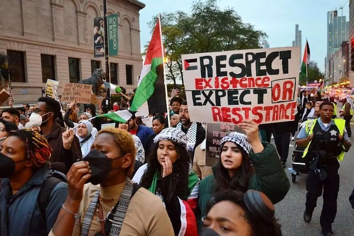 (تصاویر) تظاهرات حمایت از فلسطین در شیکاگو