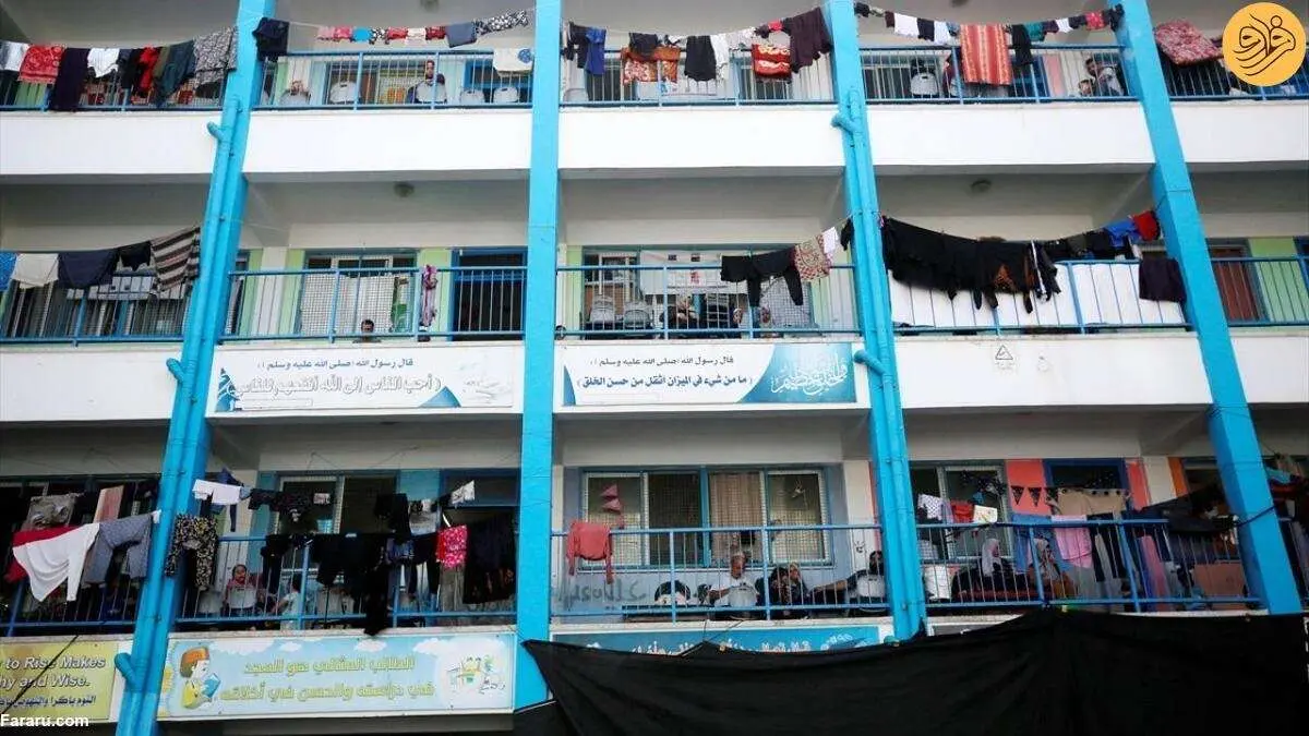 (تصاویر) اسکان آوارگان فلسطینی در ساختمان آژانس امدادرسانی سازمان ملل