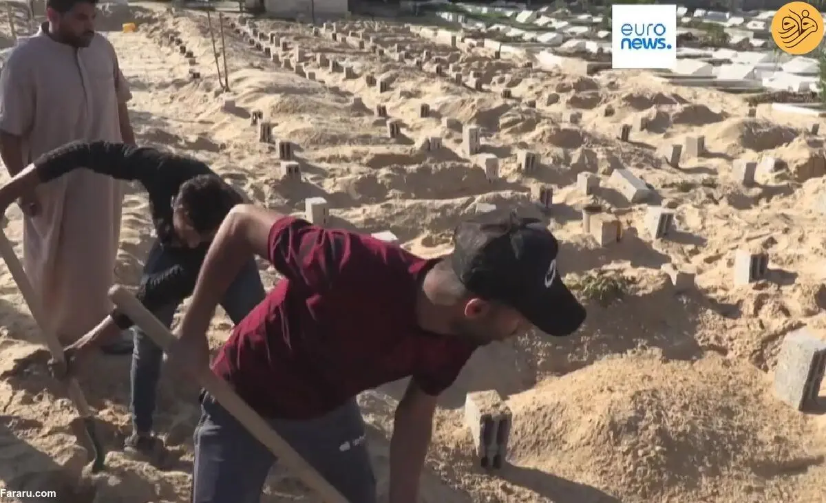 (ویدئو) دفن فلسطینی‌ها در گور‌های دسته جمعی؛ اکثر اجساد ناشناس هستند