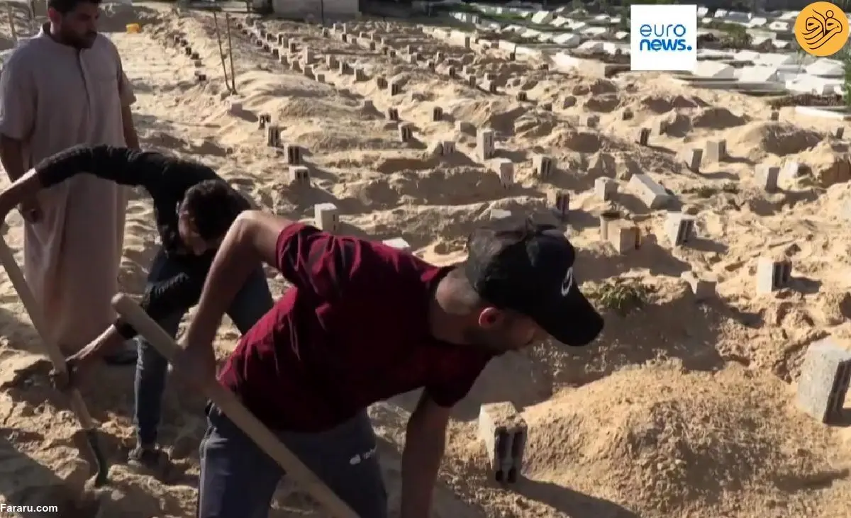 (ویدئو) دفن فلسطینی‌ها در گور‌های دسته جمعی؛ اکثر اجساد ناشناس هستند