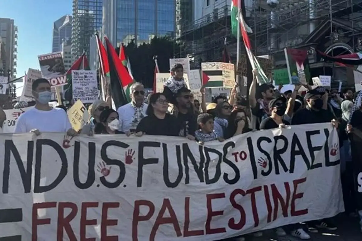 (ویدئو) تظاهرات گسترده در شهرهای بزرگ آمریکا در حمایت از فلسطین