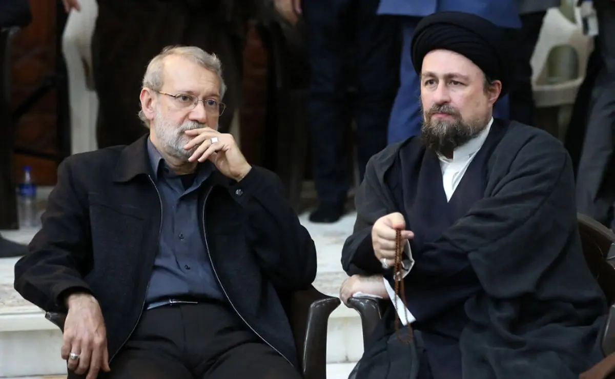 (عکس) گپ و گفت علی لاریجانی و سیدحسن خمینی