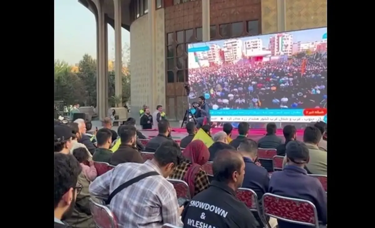 پخش زنده سخنان سیدحسن نصرالله در چهارراه ولیعصر (عج) تهران
