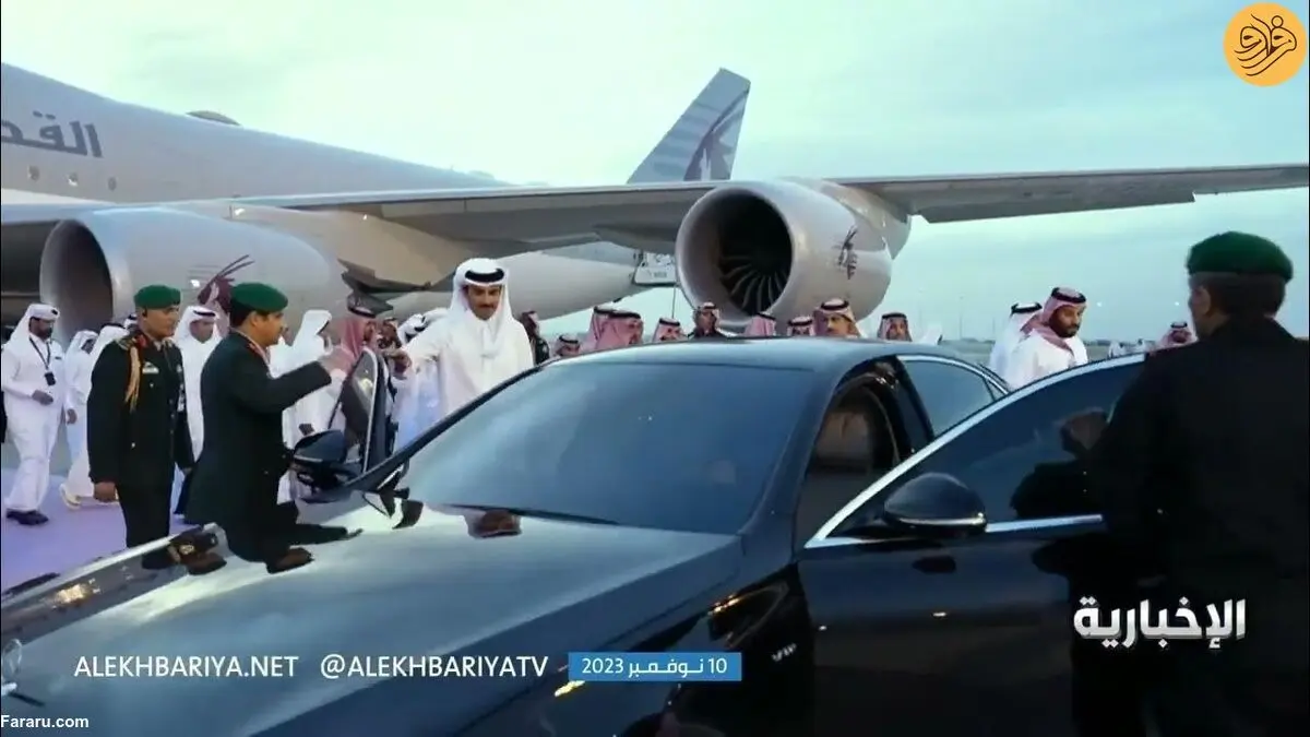 (ویدئو) استقبال گرم محمد بن سلمان از امیر قطر