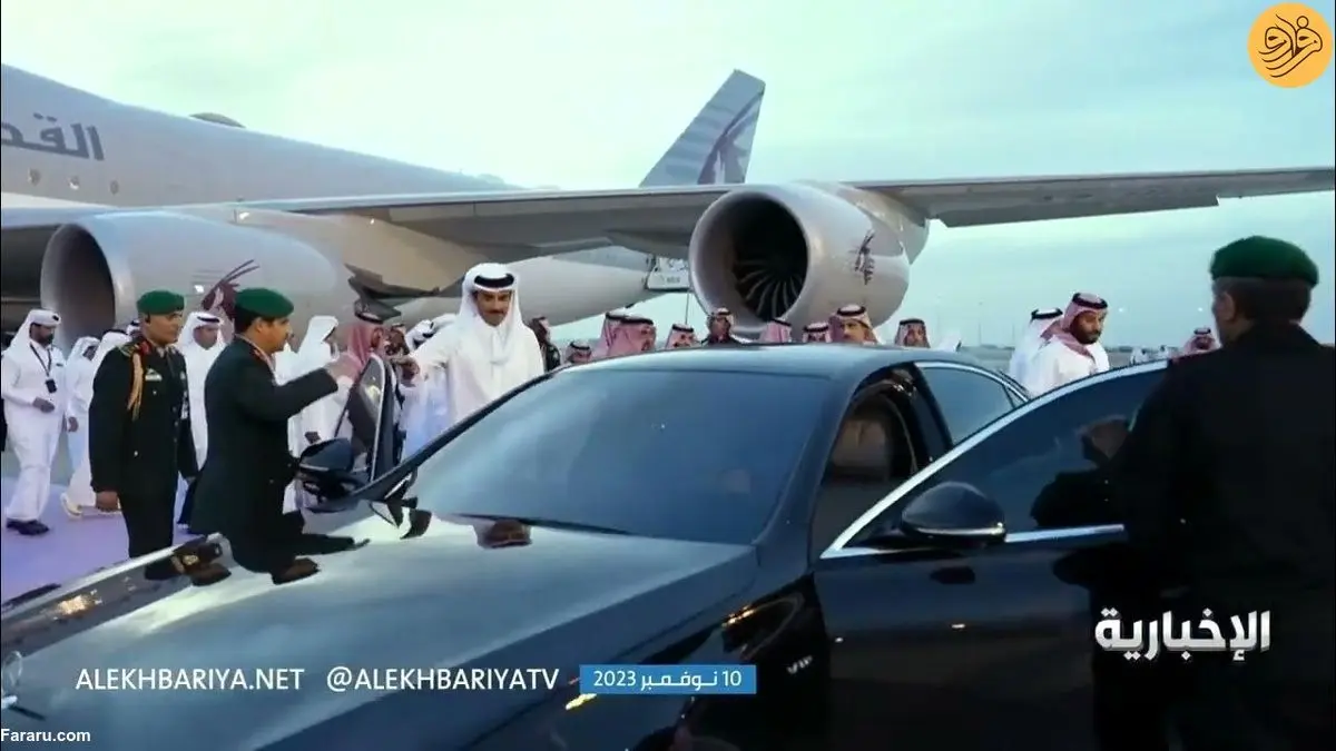 (ویدئو) استقبال گرم محمد بن سلمان از امیر قطر