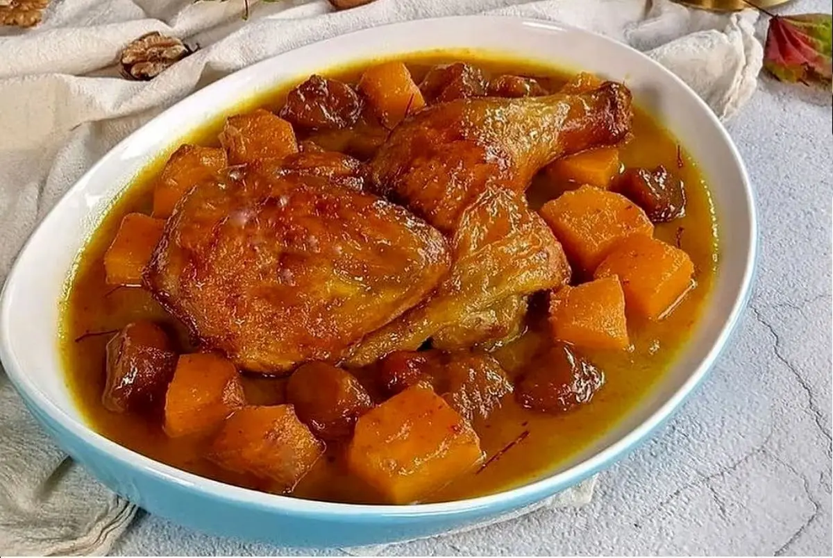 طرز تهیه خورش کدو حلوایی با مرغ مجلسی به سه روش