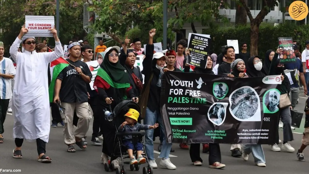 (تصاویر) تظاهرات بزرگ حمایت از فلسطین در اندونزی