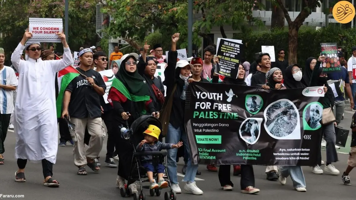 (تصاویر) تظاهرات بزرگ حمایت از فلسطین در اندونزی