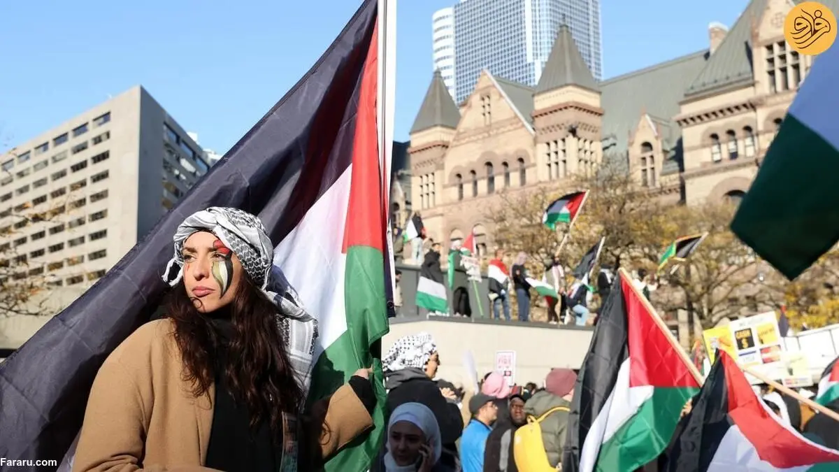 (تصاویر) تظاهرات حمایت از فلسطین در تورنتو