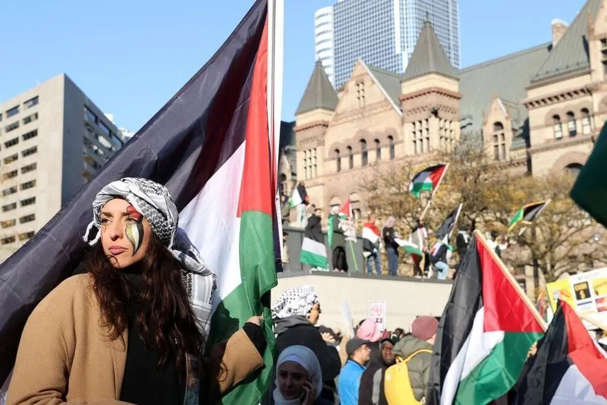 (تصاویر) تظاهرات حمایت از فلسطین در تورنتو