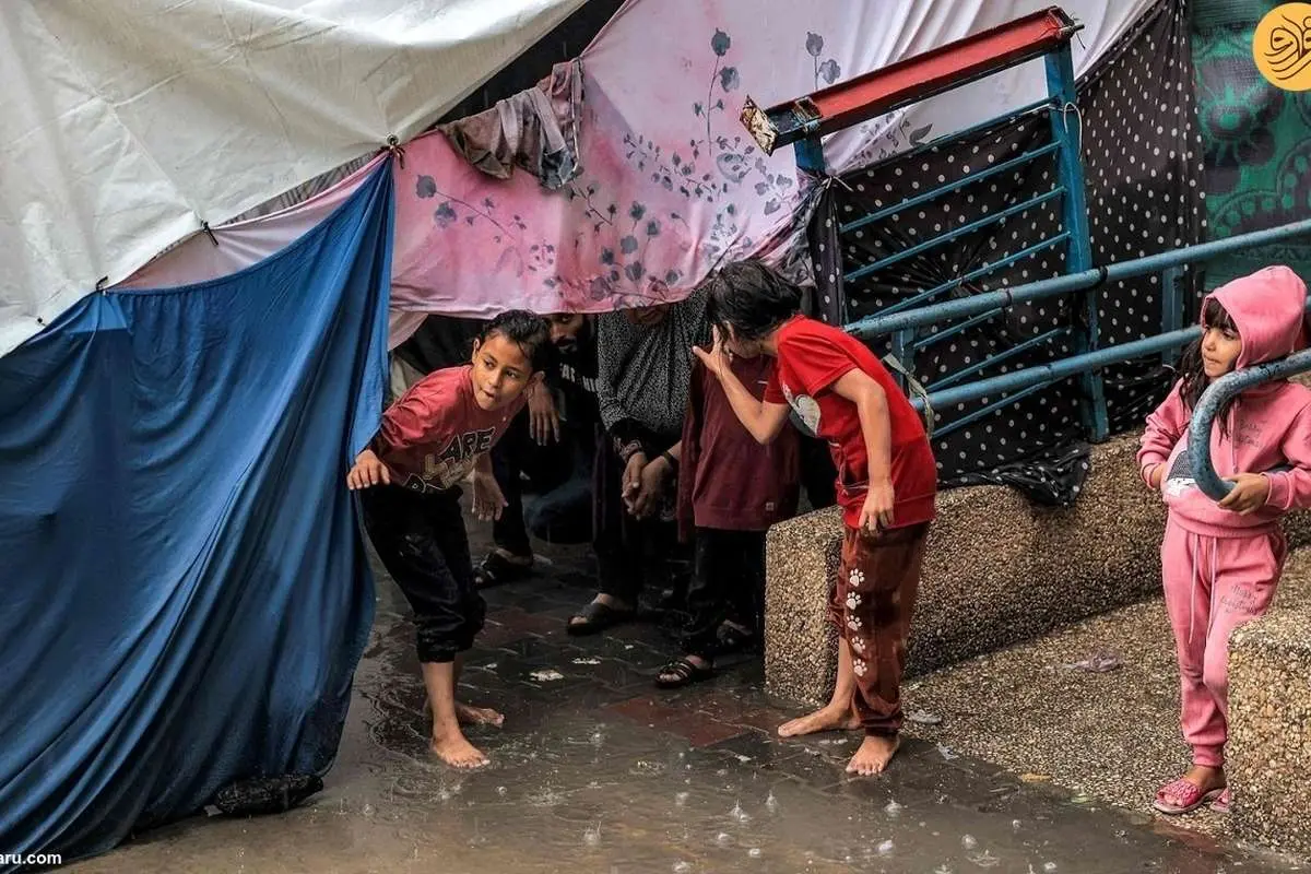 (ویدئو) بارندگی شدید بر مصائب فلسطینیها افزود